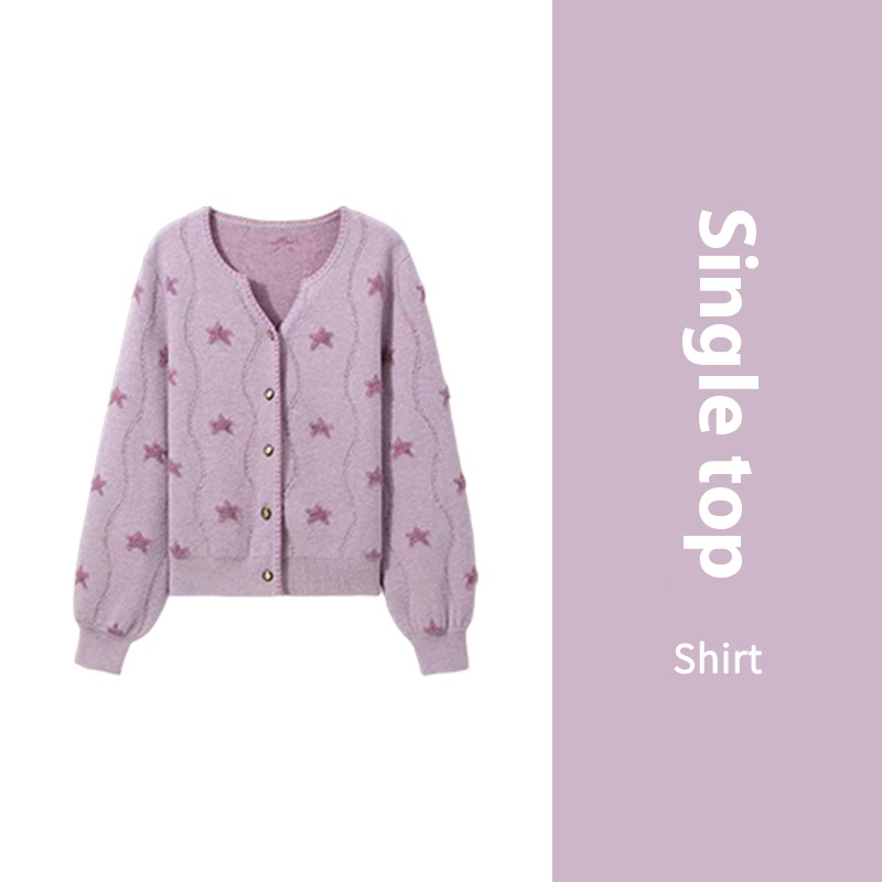 Cardigan — Cropped Crew-Neck Button Layer — alternate view