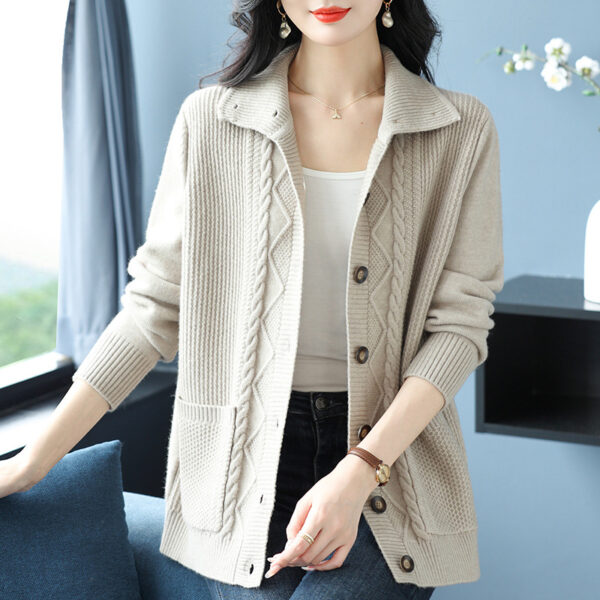 Cardigan — Collared Cable Everyday Layer — front view