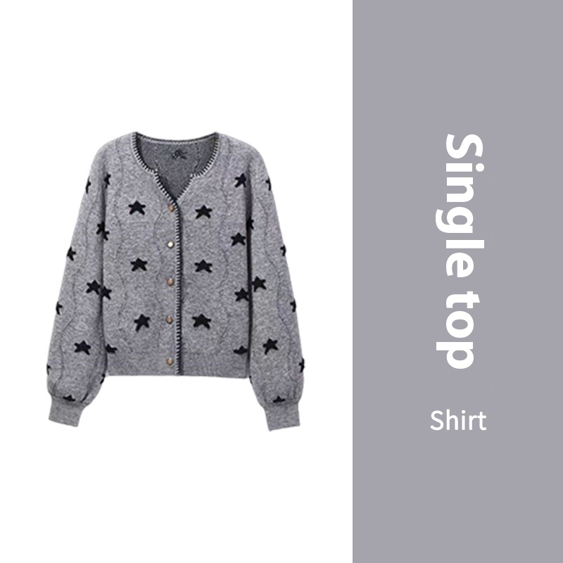 Cardigan — Cropped Crew-Neck Button Layer — alternate view