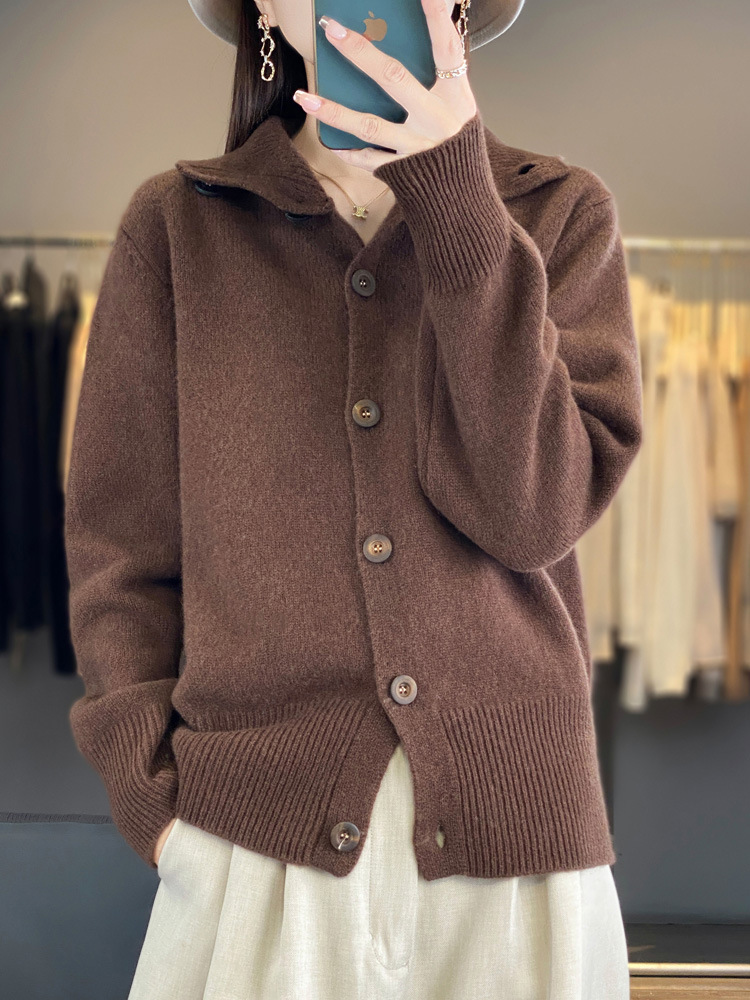 Cardigan — Stand-Collar Button Knit — alternate view